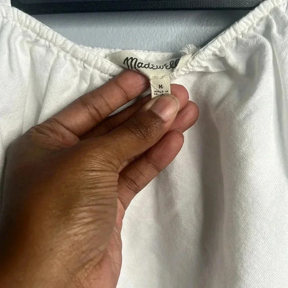 Women’s Madewell White Open Shoulder Blouse Top Bow Tie Size M - Picture 5 of 6